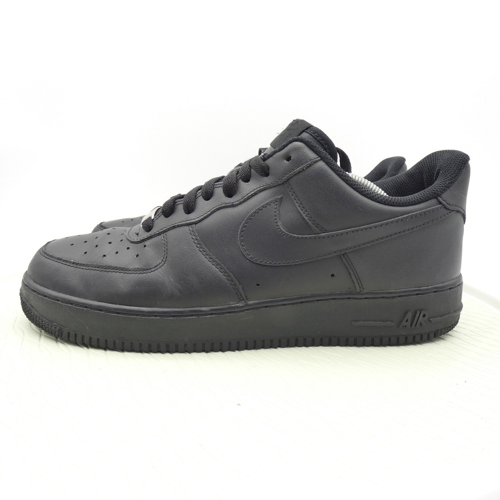 Nike Air Force 1 Low Triple Black Leather Sneakers 315122-001 Mens Size 11